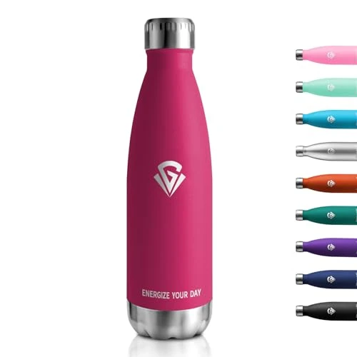 Bottiglia Acqua 500ml, Borraccia Termica, Borraccia Acciaio Inox, Senza BPA, a Prova di Perdite, Borraccia Isotermica per Bambini, Adulto, Campeggio, Palestra, Scuola, Viaggi, Attività Esterne