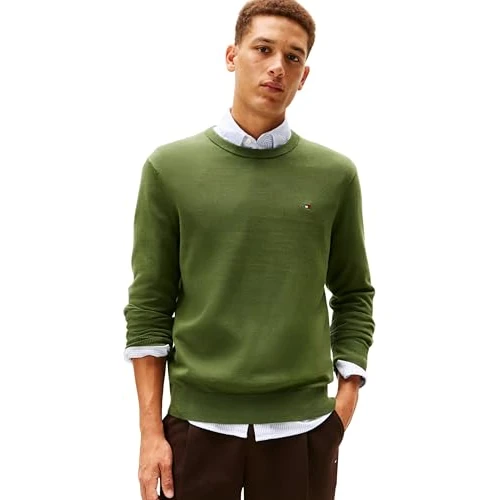 Oferta ograniczona: Tommy Hilfiger Essential Ssnl Cotton Crew Neck Mw0mw39999 Pulower, Zielony (Górska sosna), XS dla mężczyzn, Zielony (Sosna górska), XS z 242.66 PLN na 242.66 PLN (zniżka 0%)