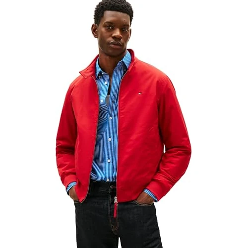 Offerta a tempo: Tommy Hilfiger Uomo Giacca a Vento Harrington Impermeabile, Rosso (Medium Red), L - 61% da 249.90 € a 97.73 €