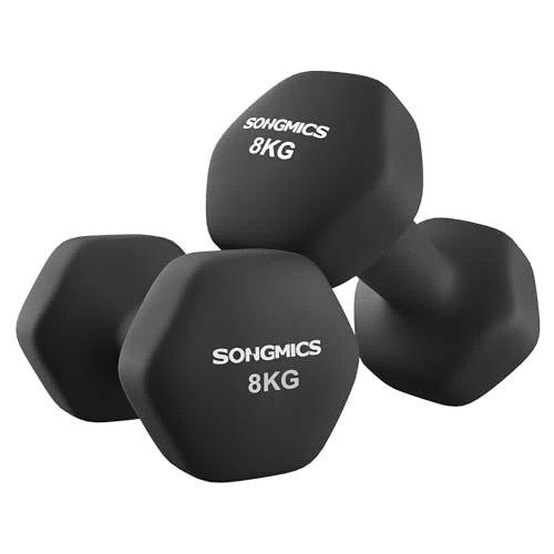 Offerta a tempo: SONGMICS Set di 2 Manubri, 2 x 8 kg, Manubri Esagonale con Superficie in Vinile, per Fitness, Esercizio, Addestramento, per Palestro in Casa, Nero Inchiostro SYL180B01 - 22% da 52.99 € a 41.24 €
