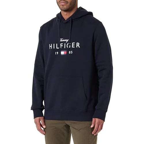Tommy Hilfiger Felpa con Cappuccio da Uomo Brand Love Big Hilfiger MW0MW41427, Blu, S, Blu (Cielo del Deserto), S
