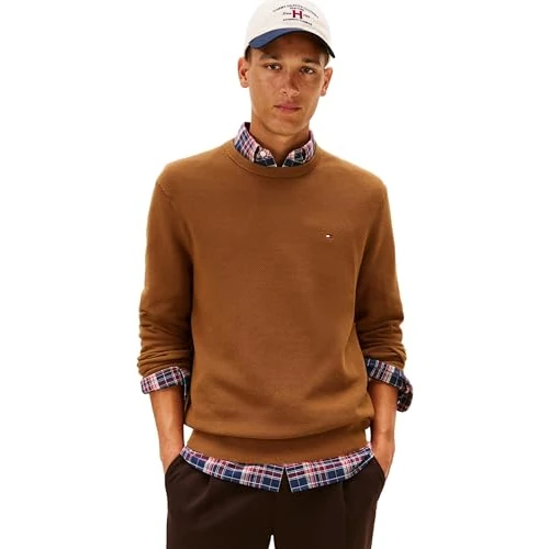 Limited-time offer: Tommy Hilfiger Men Essential Structure Crew Neck MW0MW36347 Pullover Sweater, Brown, XXL from 90.00 GBP to 57.24 GBP (save 36%)