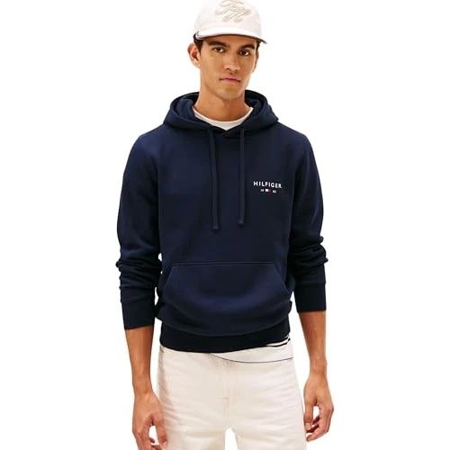 Offerta a tempo: Tommy Hilfiger Uomo Felpa con Cappuccio Brand Love Small con Tasca a Marsupio, Blu (Desert Sky), XS - 0.00% da 36.85 € a 36.85 €
