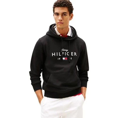 Zeitlich begrenztes Angebot: Tommy Hilfiger Herren Brand Love Big Hilfiger Hoodie MW0MW41427 Pullover, Schwarz, Größe XS, Schwarz (Schwarz), XS von 99.90 € auf 71.91 € (28% Rabatt)