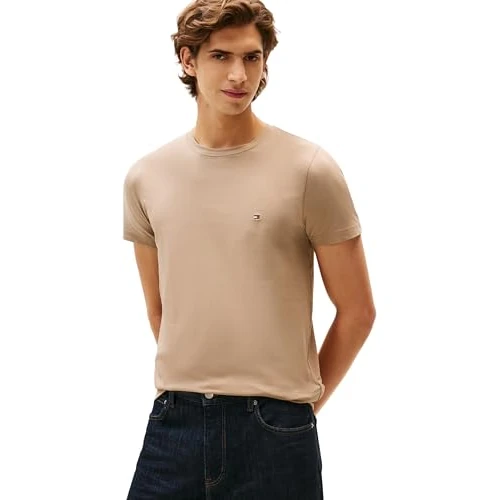 Tommy Hilfiger Stretch Slim Fit tee Mw0Mw10800 Camiseta S/S, Beige (Coastal Taupe), XXL para Hombre