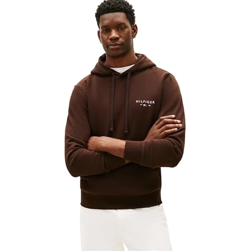 Oferta limitada: Tommy Hilfiger Sudadera Hombre Brand Love Small con Bolsillo Canguro, Marrón (Chocolate), XS de 99.90 € a 47.45 € (ahorro 53%)