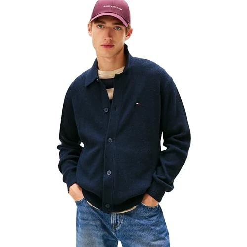 Oferta limitada: Tommy Hilfiger Cárdigan Tipo Polo Texturizado para Hombre, MW0MW41546, Color Azul, Talla XS, Azul (Desert Sky), XS de 132.45 € a 132.45 € (ahorro 0.00%)
