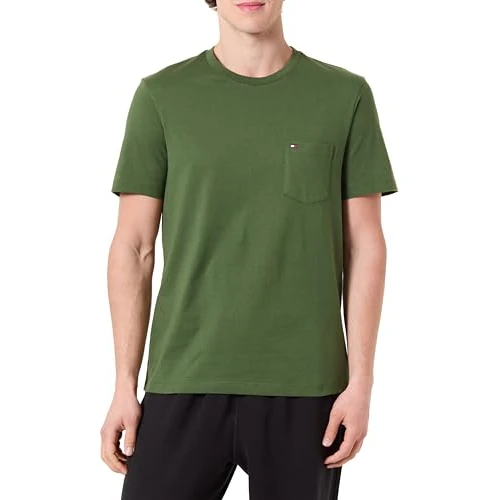 Tommy Hilfiger Essential Solid Pocket Tee MW0MW37283 S/S T-Shirt, Vert, S, Vert (pin de Montagne), S