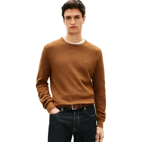 Tommy Hilfiger Essential Structure Crew Neck Mw0Mw36347 Pull-Over, Brown (Highland Khaki), M Homme
