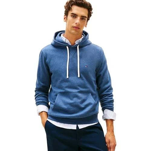 Offerta a tempo: Tommy Hilfiger Felpa con Cappuccio in Pile da Uomo Ess Seasonal, MW0MW39997, Blu, XXL, Blu (Erica del Mar Egeo), XXL - 0.00% da 65.99 € a 65.99 €