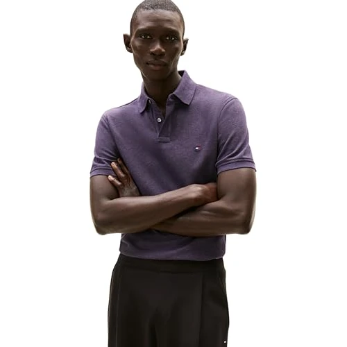 Tommy Hilfiger Polo pour Homme 1985 Regular Polo MW0MW17770 S/S, Violet, L, Violet (Mulberry Haze Heather), L