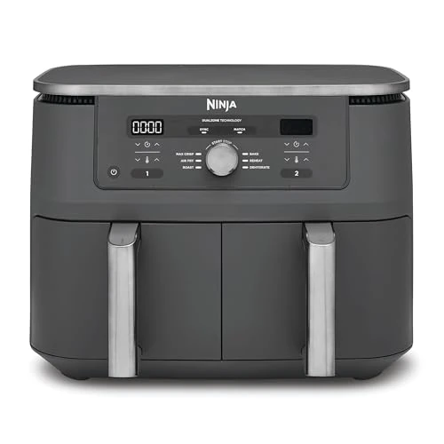 Offerta a tempo: Ninja MAX Doppia Zona, Friggitrice ad aria digitale senza olio con doppio cestello, 6 in 1, 9,5 L, cestelli lavabili in lavastoviglie, antiaderenti, grigio piombo DZ400EU - 35% da 229.99 € a 149.99 €