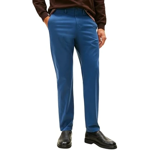 Tommy Hilfiger Harlem Essential Twill MW0MW40690 - Pantalones Chinos para Hombre, Color Azul, 34 W / 30 L, Azul (mar Egeo), 34W / 30L