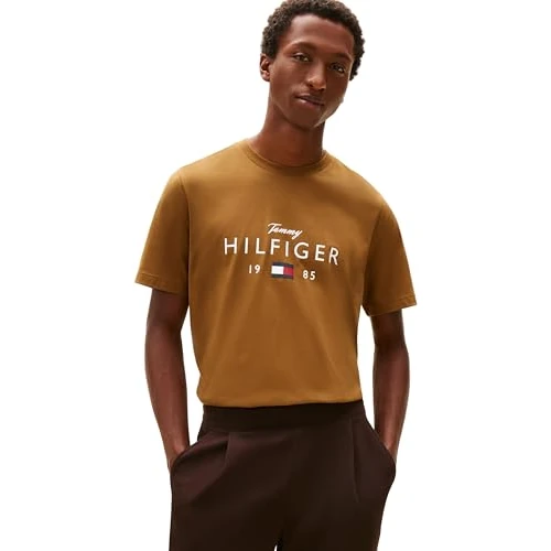 Oferta limitada: Tommy Hilfiger Camiseta para Hombre Brand Love Big Hilfiger tee Mw0mw41455 S/S, Color marrón (Highland Khaki), XS, Marrón (Highland Khaki), XS de 23.78 € a 23.78 € (ahorro 0.00%)