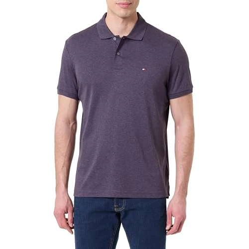 Tommy Hilfiger Polo de algodón líquido REG Seasonal MW0MW39994 S/S para Hombre, Color Morado, Talla M, Morado (Mulberry Haze Heather), M