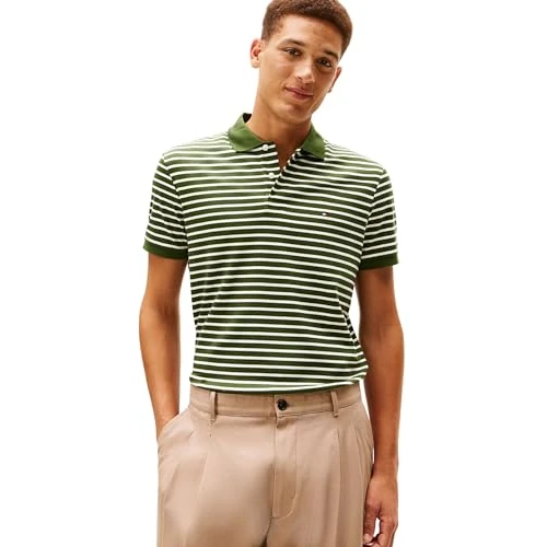 Offerta a tempo: Tommy Hilfiger Polo da Uomo in Cotone Liquido Reg stagionale MW0MW39994 S/S, Verde, M, Verde (Pino mugo/Petali D'Avorio), M - 49% da 89.90 € a 45.49 €