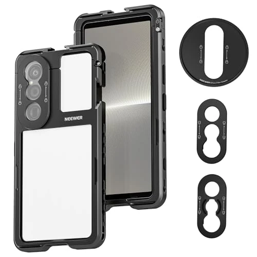 Offerta a tempo: NEEWER Xperia 1 V Cage, Stabilizzatore Video Rig per Telefono a Sgancio Rapido per Registrazione e Riprese, Adattatore Filtro 67mm, Backplate Obiettivi 17mm/T Mount Compatibile con Moment Sony, PA087 - 0.00% da 58.99 € a 58.99 €