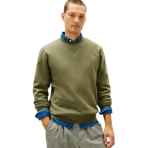 Offerta a tempo: Tommy Hilfiger Felpa da Uomo Ess Seasonal in Felpa Girocollo MW0MW40000, Verde, S, Verde (Verde Battaglia), S - 40% da 99.90 € a 59.99 €