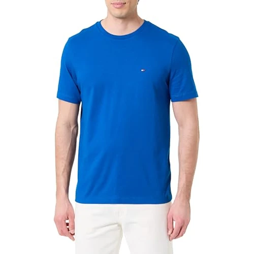Tommy Hilfiger Ess Seasonal Reg Fit Solid Tee Mw0Mw39995, Maglietta a Maniche Corte, Uomo, Blu (Vibrant Indigo), L