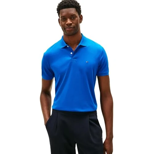 Limited-time offer: Tommy Hilfiger Men’s Polo Shirt Short Sleeve Liquid Cotton with Button Placket, Blue (Vibrant Indigo), S from 80.00 £ to 28.55 £ (save 64%)