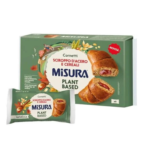 Offerta a tempo: Misura Naturìcca Cornetti Sciroppo d’Acero e Cereali - Lievitati Naturalmente per 16 Ore, 6 Monoporzioni, Plant Based, Adatti ai Vegani - Confezione con Carta Certificata FSC - 15% da 3.49 € a 2.97 €