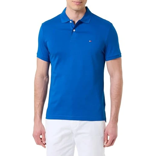 Tommy Hilfiger Polo da Uomo in Cotone Liquido Reg stagionale MW0MW39994 S/S, Blu, XL, Blu (Indaco Vivace), XL