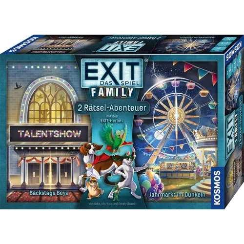 Kosmos 685379 Exit® – El Juego Family, Dos Aventuras de Rompecabezas para niños + Feria en la Oscuridad, Juego de Escape para la Familia, la Familia y los niños a Partir de 8 años