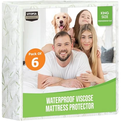 Utopia Bedding Wodoodporny ochraniacz na materac z wiskozy, rozmiar na łóżko king size (6-150 x 200 x 40 cm), pokrowiec na materac z wiskozy premium, certyfikat OEKO-Tex, można prać w pralce