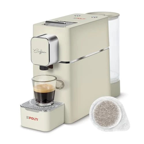 Polti Coffea S15C, Espresso Coffee Machine, Compatible with ESE 44 mm Pods, 0.85 L Tank, Adjustable Temperature and Length, Pressure 19 Bars, Cream