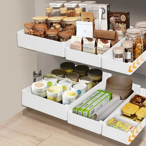 Offerta a tempo: VINATO Set 3 Cassetti Estraibili per Cucina, 3 Dimensioni Organizzatore Estraibile Cucina,Cassetto Estraibile per Dispensa, Montaggio Senza Fori - Cassetti Estraibili per Armadi - 0.00% da 36.99 € a 36.99 €