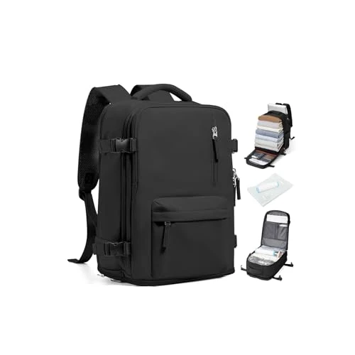 BJLFS Ryanair Vacuum Backpack with Pump 40x20x25 Expandable Handbag Portable Compression Vacuum Bag Waterproof Travel Backpack with Sealed Compression System, B04-black(empty), Ryanair 40x20x25cm(Vide