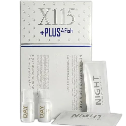 Offerta a tempo: X115+PLUS 4 FISH | Collagene + Acido Ialuronico | Integratore per la Pelle Con Ceramidi, Probiotici, Polifenoli, Vitamine e Antiossidanti | Doppia formula Day & Night | 15 Flaconcini + 15 Bustine - 0% da 74.20 € a 74.20 €