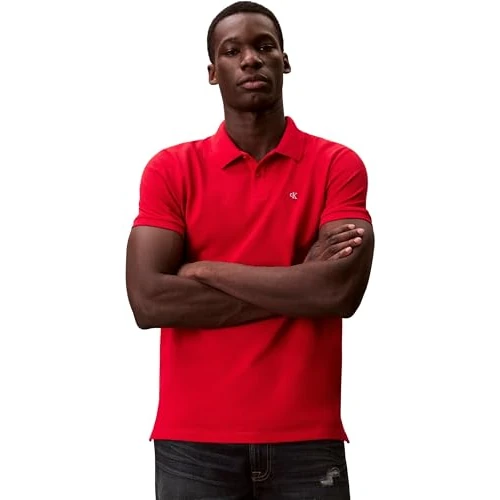 Calvin Klein Polo SS Monogram de piqué LV040EM269 S/S para Hombre, Color Rojo (Adrenaline Rush), XXL_Plus, Rojo (Adrenaline Rush), XXL Grande