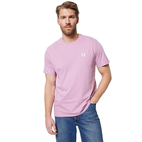 Calvin Klein Men's SS Badge 30S Jersey Classic TEE LV04RC272G Tees, Pink (Orchid Haze), XS