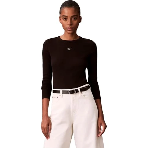 Offerta a tempo: Calvin Klein LV047E205G - Maglietta da Donna con Etichetta Tessuta 2 x 2 cm, Colore Nero (Nero), XL, Nero (Nero), XL - 20% da 49.90 € a 39.99 €