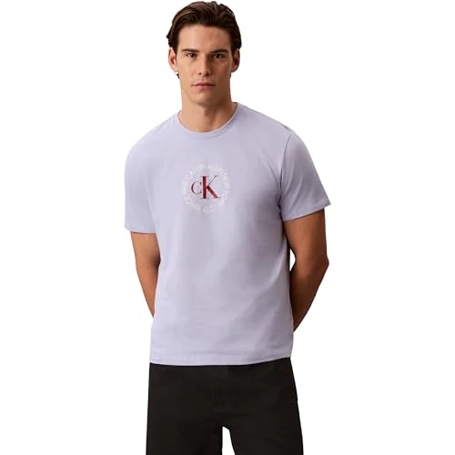 Offerta a tempo: Calvin Klein SS 30s WHSL CK Word Circle Graph LV14RE816G Maglietta Grafica da Uomo, Viola (Blu Casual), L, Viola (Blu Casuale), L - 0.00% da 22.46 € a 22.46 €