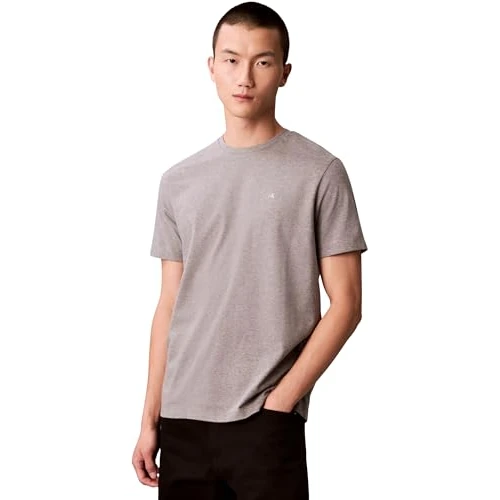 Calvin Klein Men's SS Classic Monogram TEE LV04RD254G Tees, Grey (Med Grey HTR), M