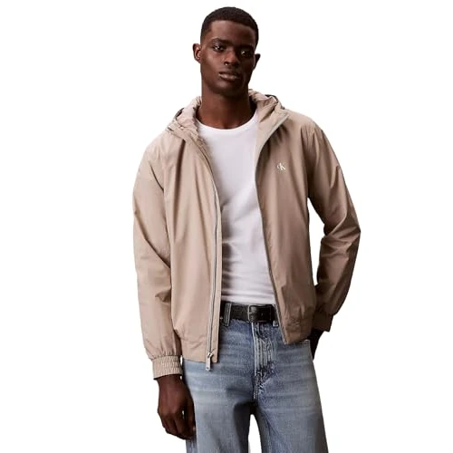 Zeitlich begrenztes Angebot: Calvin Klein Herren Windbreaker Jacke Hooded Ripstop Harrington mit Kapuze, Beige (Vintage Khaki), S von 53.07 € auf 53.07 € (0.00% Rabatt)
