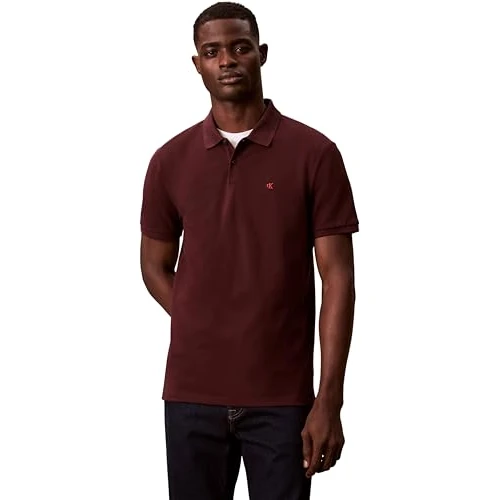 Calvin Klein SS Monogram Pique Polo Lv040Em269, Polo a Maniche Corte, Uomo, Viola (Mocha Brown), XS