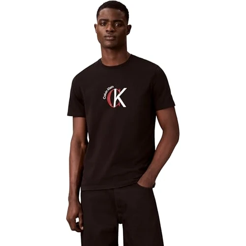 Calvin Klein SS 30S Whsl Ckj 2Tone CK Graphic Lv14Re829G T-Shirts Graphiques, Black (Black), M Homme