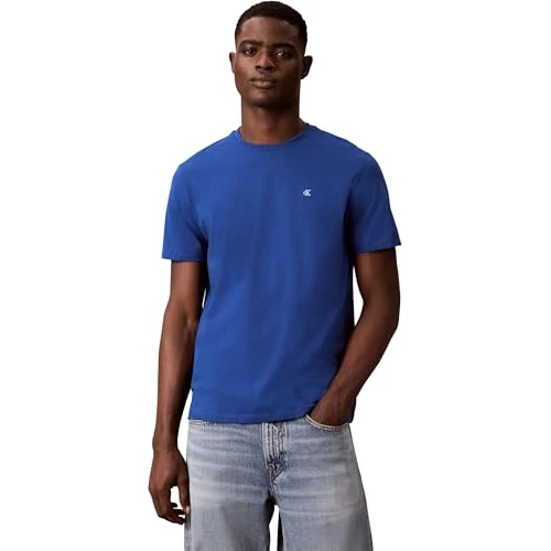 Offre limitée : Calvin Klein SS Classic Monogram Tee Lv04Rd254G T-Shirts, Blue (Chase Blue), M Homme de 34.90 € à 18.14 € (48% de remise)