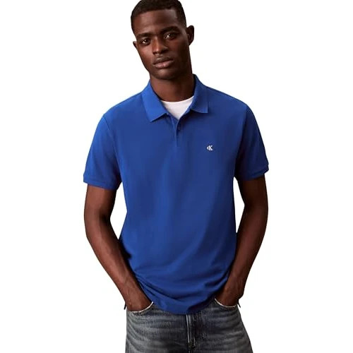 Offre limitée : Calvin Klein SS Monogram Pique Polo Lv040Em269 S/S, Blue (Chase Blue), M Homme de 69.90 € à 48.95 € (30% de remise)