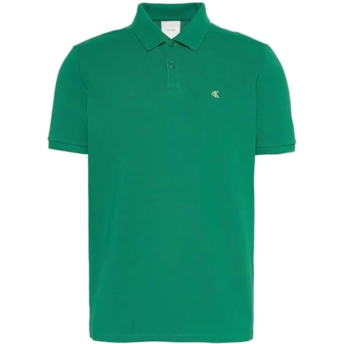 Limited-time offer: Calvin Klein Men's SS Monogram Pique Polo LV040EM269 S/S Polo, Green (Deco Green), XS from 60.00 GBP to 34.18 GBP (save 43%)