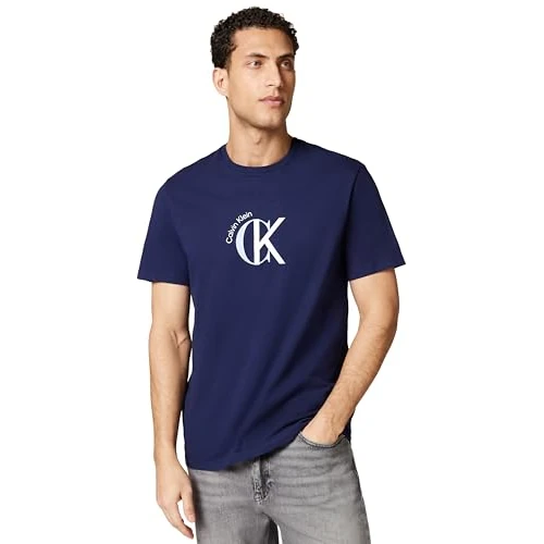 Calvin Klein Herren SS 30S WHSL CKJ 2TONE CK Graphic LV14RE829G Graphic Tees, Violett (Maritime Blue), S, Violett (Maritimes Blau), S