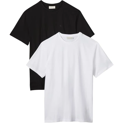 Offerta a tempo: Calvin Klein SS Classic Monogram Tee 2PK LV04RD001G Tees, Multi (Nero/Bianco Brillante), XXL_Plus, Multicolore (Nero/Bianco Brillante), XXL - 49% da 59.90 € a 30.29 €