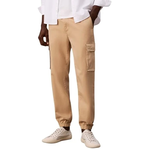 Offerta a tempo: Calvin Klein Uomo Pantaloni Cargo Comfort Cotton Skinny Fit, Beige (Travertine), XL - 49% da 99.90 € a 51.02 €