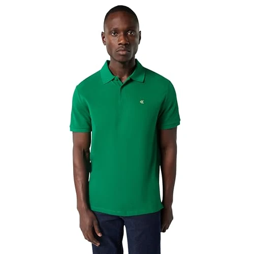 Calvin Klein Herren SS Monogram Pique Polo LV040EM269 S/S Polo, Grün (Deco Green), L, Grün (Deco Green), L