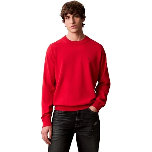Oferta limitada: Calvin Klein Jersey Hombre Cotton Relaxed con Cuello Redondo, Rojo (Adrenaline Rush), 2XL de 89.00 € a 30.50 € (ahorro 65.73%)