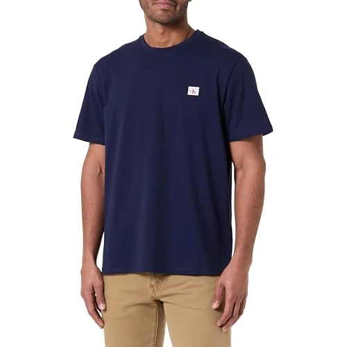 Calvin Klein SS Badge 30S Jersey Classic Tee LV04RC272G Tees, Violet (Bleu Maritime), XXL_Plus, Violet (Bleu Marine), XXL Grande Taille