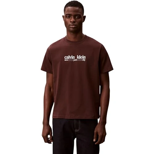 Calvin Klein SS 30S Whsl CK NYC Graphic Tee Lv14Re831G Magliette grafiche, Brown (Rich Brown), XL Adulto